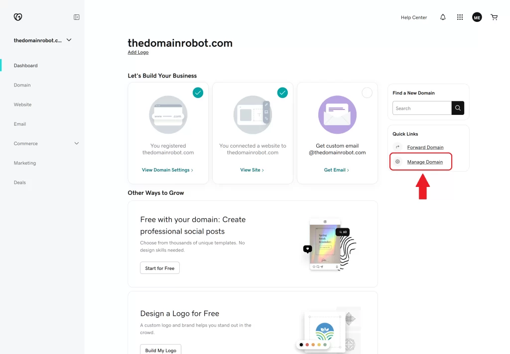 Step 3 - Manage Domain