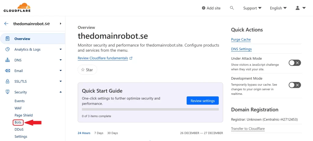 Step 4 - Go to Security Bot Page