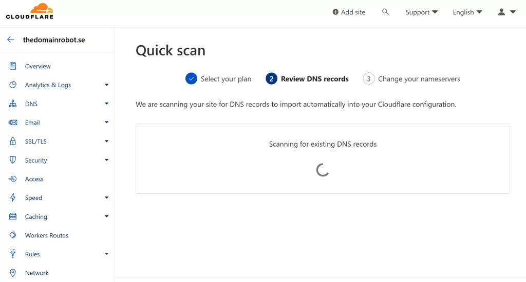 Step 7 - Wait for cloudflare to fetch your DNS