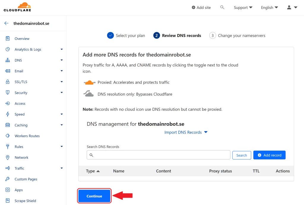 Step 8 - Confirm DNS and continue