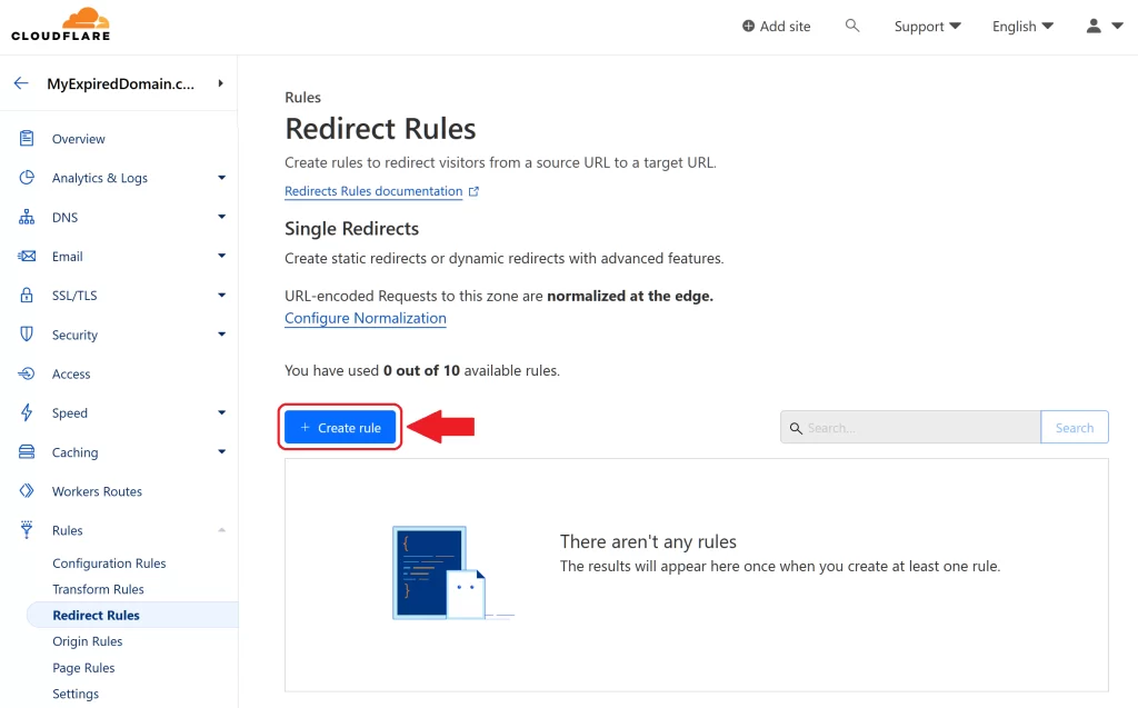 Step 8 - New Redirect Rule