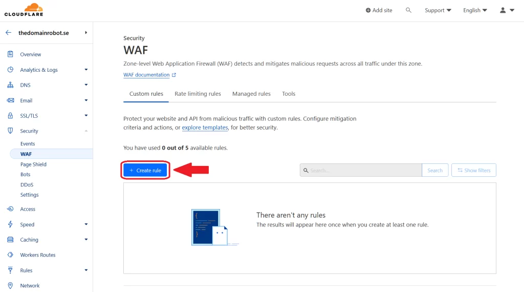 Step 5 - Create New WAF rule