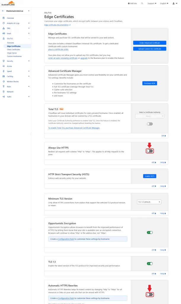 Step 5 - Enable Always HTTPS and HTTPS Rewrites