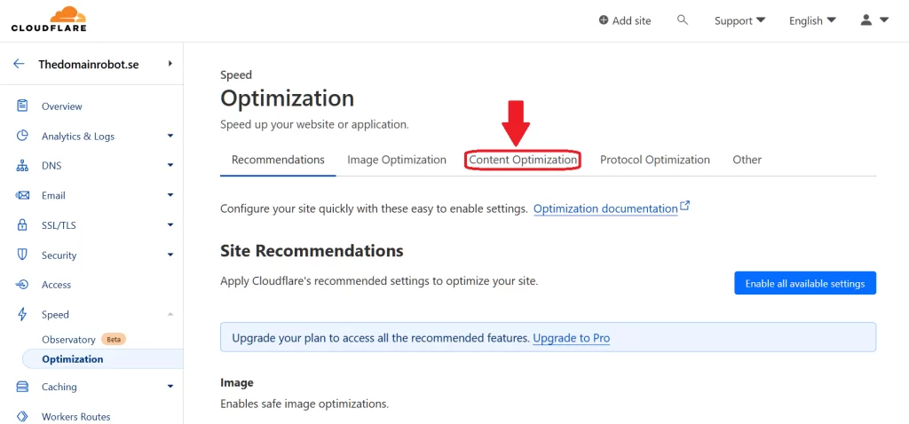 Step 5 - Go to Content Optimization