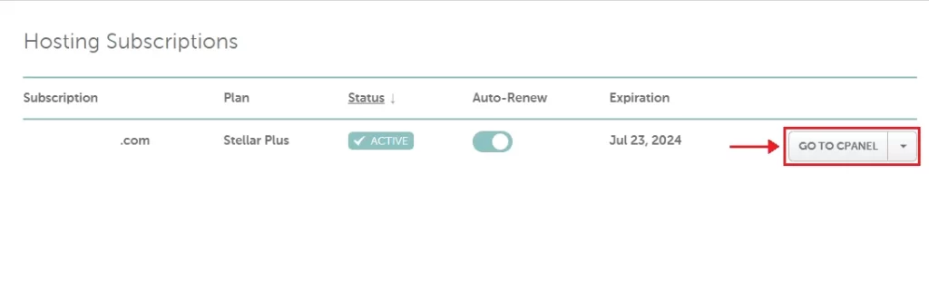 Step 4 - Locate your domain and click Go to cPanel