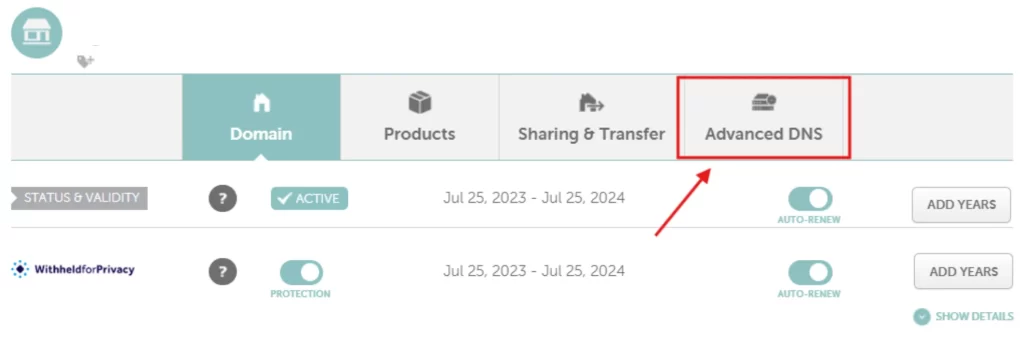 Step 5a - Find and Advanced DNS