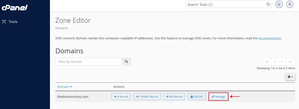 Step 7 - Locate your domain in the Zone Editor