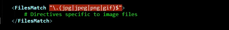 .htaccess file, example of FilesMatch
